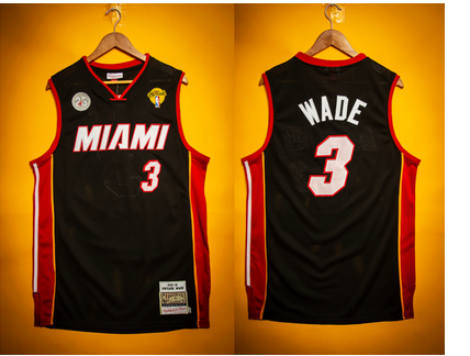 Men 2025 NBA Miami Heat #3 Wade black nike jersey-0